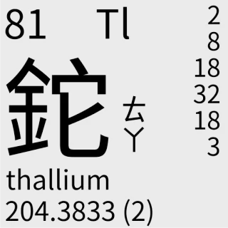 🇹🇼 3439b5d7 thallium
204.3833 (2) ciencia, química, elemento, tabla periódica, talio telegram sticker