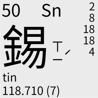 🇹🇼 6fa94ab3 50 Sn
tin
118.710 (7) elemento, tabla periódica, química, estaño, ciencia telegram sticker