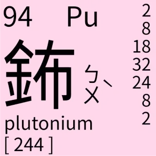 🇹🇼 b0036615 94 Pu
2
8
18
32
24
8
plutonium
[244]
2 ciencia, tabla periódica, plutonio, química, elemento telegram sticker