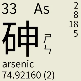 🇹🇼 df1a349b 33 As
砷
 arsenic
74.92160 (2) química, ciencia, arsénico, elemento, tabla periódica telegram sticker