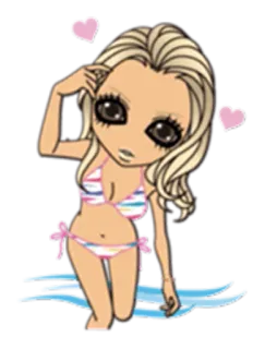 😐 650a5d7e 만화, 여자, 수영복, 하트, 귀여운 telegram sticker