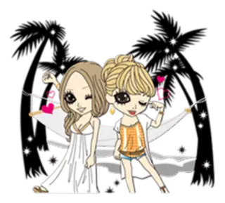 🌴 b86d31ac 만화, 캐릭터, 별, 밤, 우정, 귀여운 telegram sticker