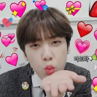 💋 2533120d 아로하 K-pop, Yêu, Trái tim, Dễ thương, Hôn gió, Hàn Quốc, Aroha telegram sticker