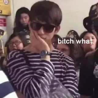 😐 5189a357 bitch what Meme, Biểu cảm, Câu hỏi, Mỉa mai, Nghi ngờ, Thường ngày, Kính râm telegram sticker