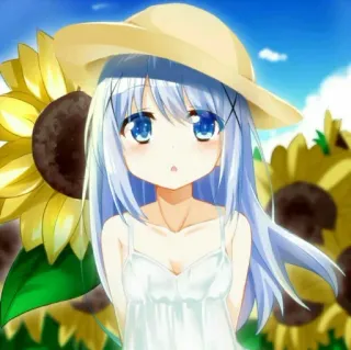 🌻 04216830 Anime, Fille, Tournesols, Chapeau, Mignon, Été telegram sticker