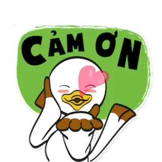 👌 f9383347 CẢM ƠN grazie, anatra, cartone animato, cuore, carino, saluto telegram sticker