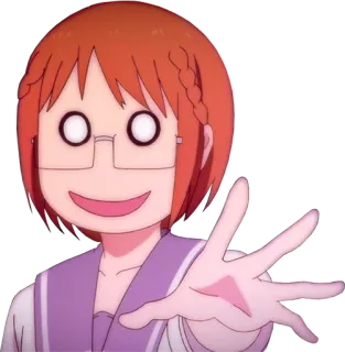 😈 e323f308 อนิเมะ, ผู้หญิง, แว่นตา, ทำหน้าตลก, การ์ตูน, ตัวละคร telegram sticker