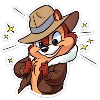 👍 6478d284 Chip Chip 'n Dale Rescue Rangers การ์ตูน, สัตว์, กระรอก, ผจญภัย, หมวก telegram sticker