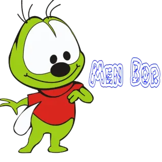 😄 c0cad389 MEN BOR kreskówka, zielony, postać, słodki telegram sticker