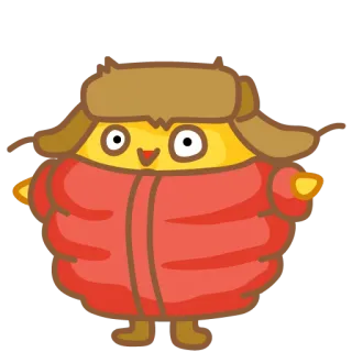 🤡 6e0be730 mignon, hiver, personnage, dessin animé, veste, chapeau telegram sticker