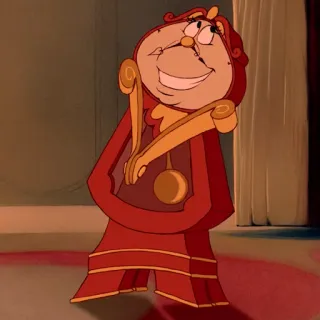 🥀 4c3bd2cb Cogsworth Beauty and the Beast Cogsworth, Beauty and the Beast, Disney, animasi, jam, karakter telegram sticker
