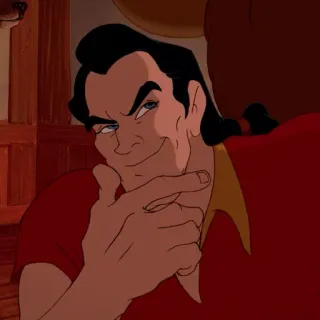 🥀 64cfee53 Gaston Beauty and the Beast gaston, beauty and the beast, disney, kartun, penjahat, angkuh, berpikir telegram sticker