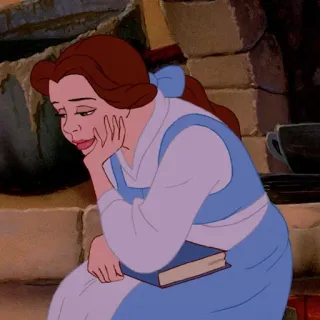 🥀 6512e40d Belle Beauty and the Beast Belle, Disney, Beauty and the Beast, Film animasi, Kartun, Putri, Membaca, Buku telegram sticker