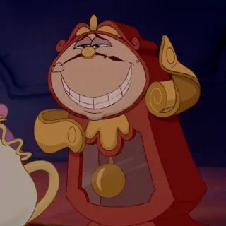 🥀 d03fd226 Cogsworth Beauty and the Beast Cogsworth, Beauty and the Beast, Disney, animasi, jam, karakter telegram sticker