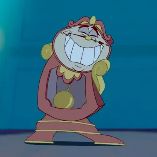 🥀 f085c0f5 Cogsworth Beauty and the Beast disney, cogsworth, jam, kartun, animasi, karakter telegram sticker
