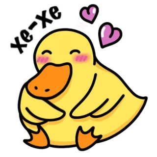 ☺️ d3e8124d xe-xe Ente, niedlich, Herz, Cartoon, Tier, Liebe, gelb telegram sticker