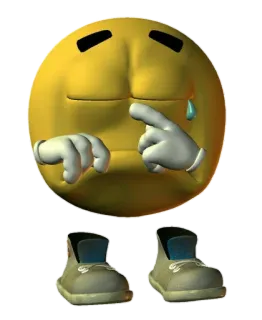 🥲 b2db997a emoji, piangere, triste, scarpe, giallo telegram sticker