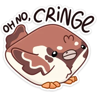 😕 64a85247 OH NO, CRINGE 鸟, 尴尬, 搞笑, 可爱, 梗, 表情 whatsapp sticker