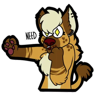 😮 3f7d1fbb NEED животное, антропоморфный, милый, наклейка, выражение, смешной, гиена telegram sticker