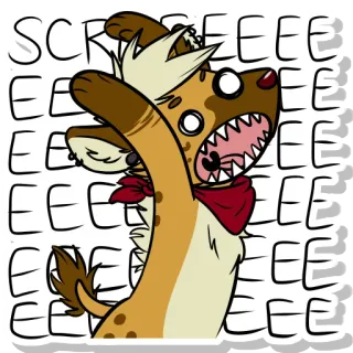 ❗ 52d56682 SCREEEEE крик, пушистый, гиена, мультфильм, животное, выражение telegram sticker
