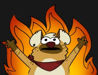 🔥 62dbede6 Мультфильм, Животное, Огонь, Потертый, Эмоция, Опасность telegram sticker