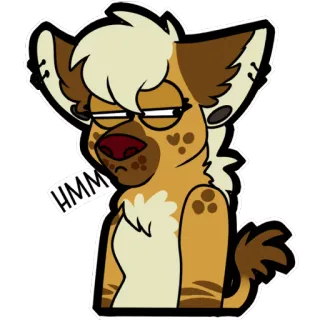 😒 d0ca9d6a HMM Гиена, Фурри, Мультфильм, Думает, Хм, Милый, Выражение telegram sticker