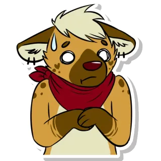 😓 ececcbf8 гиена, фурри, мультфильм, смущенный, застенчивый, стикер telegram sticker