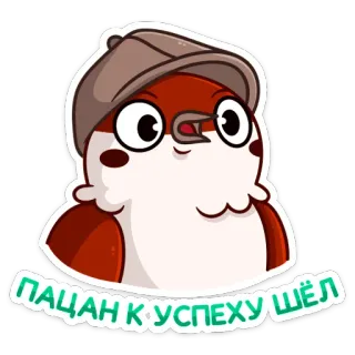 👍 5407c9f8 ПАЦАН К УСПЕХУ ШЁЛ 鸟, 卡通, 帽子, 文本, 可爱, 搞笑 whatsapp sticker