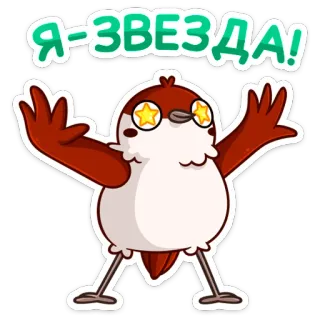 🤩 e605f243 Я-ЗВЕЗДА! 星星, 鸟, 卡通, 庆祝, 可爱, 成功 whatsapp sticker