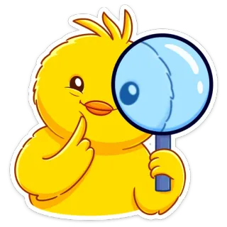 🔍 7c30bf7a poulet, loupe, recherche, regarder, mignon, enquêter, oiseau whatsapp sticker