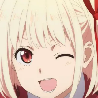 📕 1c58ee34 Chisato Nishikigi Lycoris Recoil Anime, Personage, Chisato Nishikigi, Lycoris Recoil, Glimlach, Knipoog telegram sticker