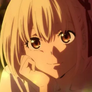 📕 236dfb63 Chisato Nishikigi Lycoris Recoil anime, blond haar, schattig, Lycoris Recoil, Chisato Nishikigi telegram sticker