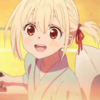 📕 8036b502 Chisato Nishikigi Lycoris Recoil Anime, Blond Haar, Personage, Lycoris Recoil telegram sticker