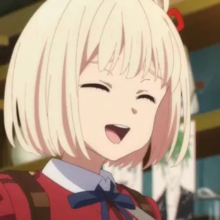 📕 a8e17ca8 Chisato Nishikigi Lycoris Recoil Anime, Personage, Lachend, Blond Haar, Schattig, Lycoris Recoil, Chisato Nishikigi telegram sticker