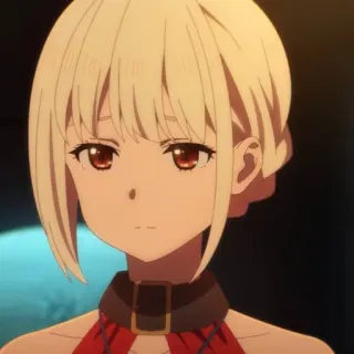 📕 d3ff99d9 Chisato Nishikigi Lycoris Recoil Anime, Blond haar, Rode ogen, Chisato Nishikigi, Lycoris Recoil telegram sticker