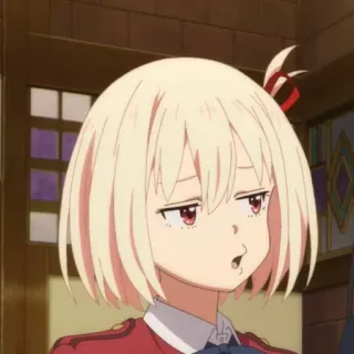 📕 f0dbb026 Chisato Nishikigi Lycoris Recoil anime, meisje, Chisato, Lycoris Recoil, grappig gezicht telegram sticker