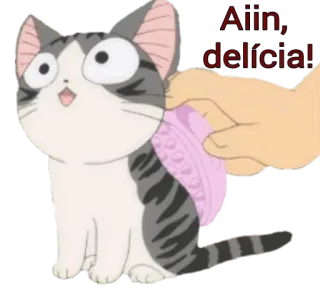 🙃 e50d5cd9 Aiin, delícia! 猫, 可愛い, 愛らしい, ペット, 子猫, 灰色, 白 telegram sticker