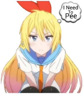🚽 ed329d83 I Need To Pee アニメ, 漫画, おしっこ, 面白い, キャラクター, 女の子, 必要 telegram sticker