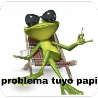 🫥 87efef96 problema tuyo papi 青蛙, 表情包, 太阳镜, 放松, 搞笑, 放松的 telegram sticker