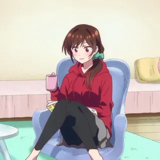 ☕ c197b06e Chizuru Mizuhara Rent-A-Girlfriend Anime, Chizuru Mizuhara, Rent-A-Girlfriend, Cewek, Hoodie merah, Imut, Kartun whatsapp sticker