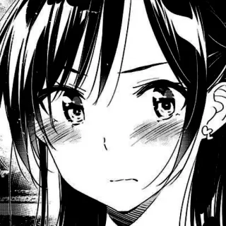 🎐 77f905e8 Anime, Manga, Noir et blanc, Dessin animé, Fille, Illustration whatsapp sticker