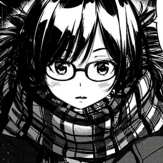 🎐 78a6b3e9 Anime, Fille, Lunettes, Écharpe, Manga whatsapp sticker