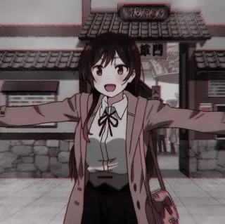 ⛓ 90c015a1 Anime Mädchen, Schulmädchen, Fröhlich, Kawaii, Süß, Lächelnd telegram sticker