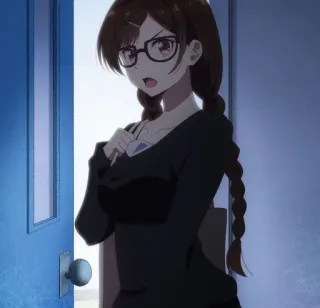 🍫 100d8831 Mami Nanami Rent-A-Girlfriend 애니메이션, 소녀, 안경, 땋은 머리, 만화 telegram sticker