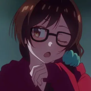 🍫 251ea8b9 애니메이션 여자, 안경, 윙크, 만화, 귀여운, 캐릭터 telegram sticker