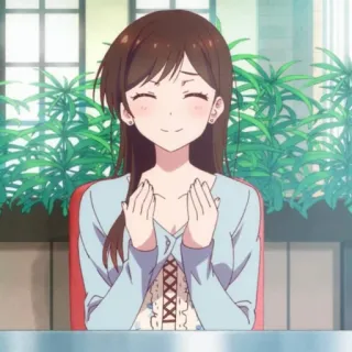 🍓 042eb754 애니메이션 여자, 웃는, 행복한, 귀여운, 만화, 매력적인 telegram sticker