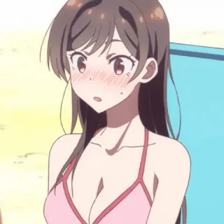 🍓 1e057d05 Chizuru Ichinose Rent-A-Girlfriend 애니메이션, 소녀, 치즈루, 렌탈 여친, 만화, 비키니 telegram sticker