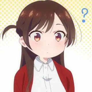 ❓ 37e7a3a9 Chizuru Ichinose Rent-A-Girlfriend 애니메이션, 치즈루, 귀여운, 물음표, 렌탈여친 telegram sticker