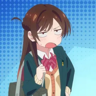 🍓 687617b1 애니메이션, 소녀, 교복, 짜증, 표정 telegram sticker