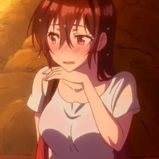 🍓 92645040 애니메이션 여자, 부끄러워하는, 얼굴 붉히는, 만화, 애니메이션 telegram sticker